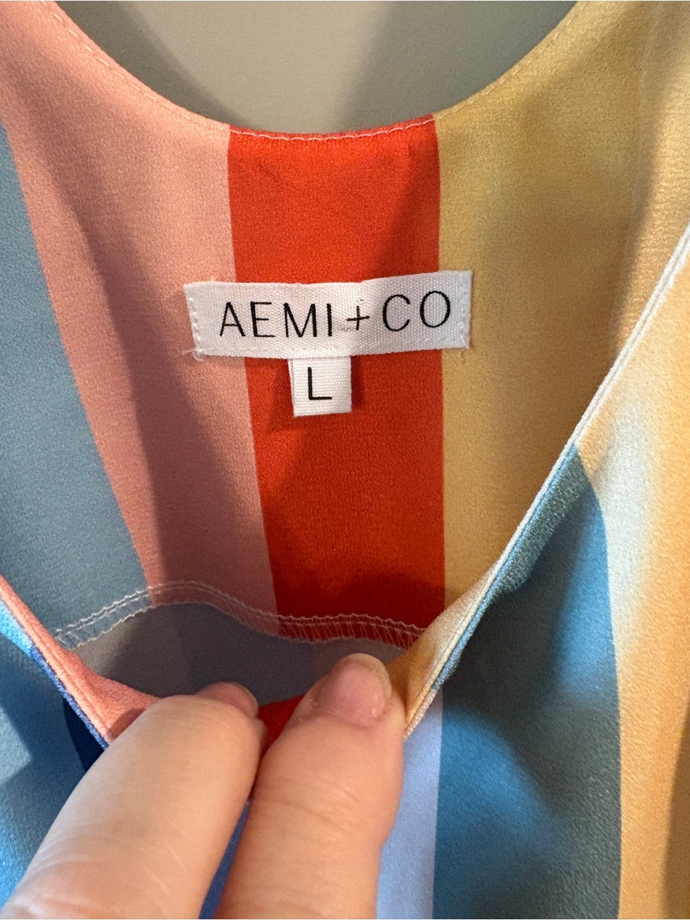 AEMI + CO Colorful Stripe Tie Shoulder Y2K Boho Tank Top Size Large - Picture 2 of 10